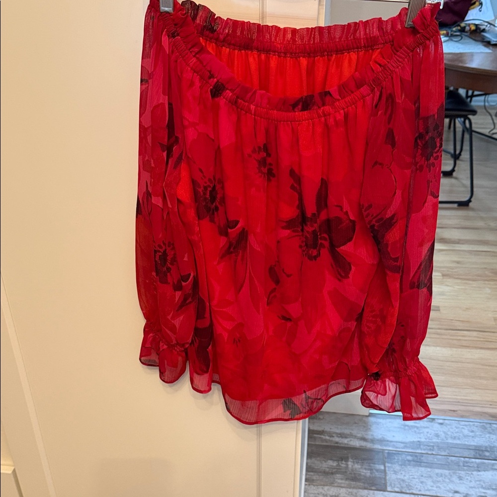 Floral Red Women's off the shoulder top